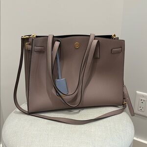 Tory Burch Walker Satchel Gray Heron